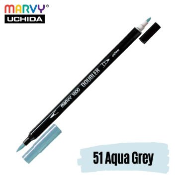 Marvy Artist Brush Pen 1800 Çift Taraflı Firça Uçlu Kalem 51 Aqua Grey