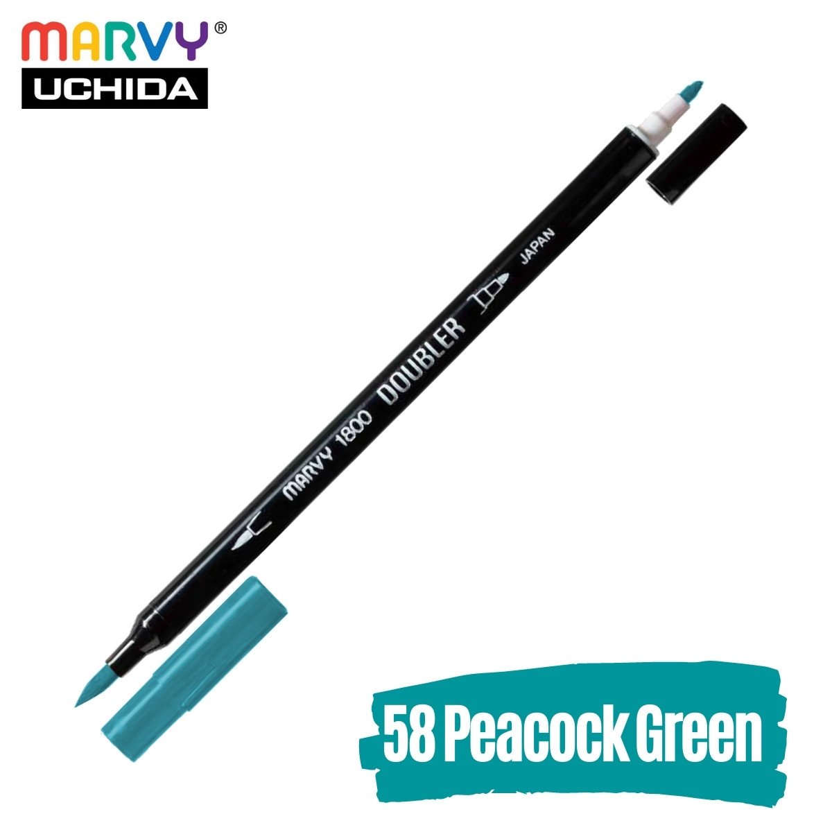 Marvy Artist Brush Pen 1800 Çift Taraflı Firça Uçlu Kalem 58 Peacock Green