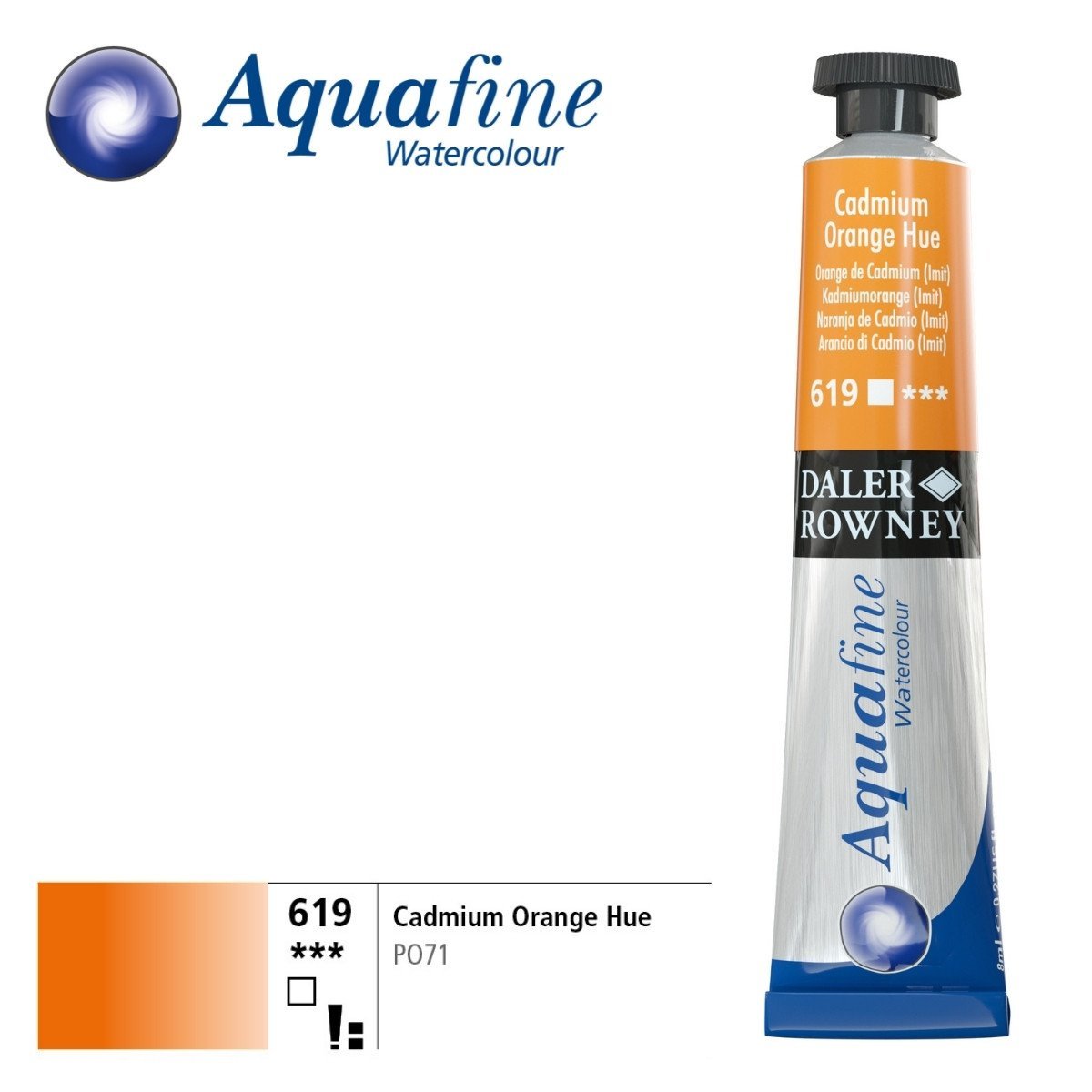 Daler Rowney Aquafine Tüp Sulu Boya 8ml 619 Cadmium Orange Hue