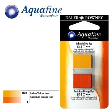 Daler Rowney Aquafine 2li Sulu Boya Tableti 643 Indian Yellow Hue - 619 Cadmium Orange hue