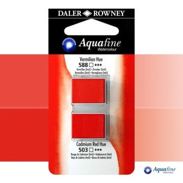 Daler Rowney Aquafine 2li Sulu Boya Tableti 588 Vermilion Hue - 503 Cadmium Red Hue