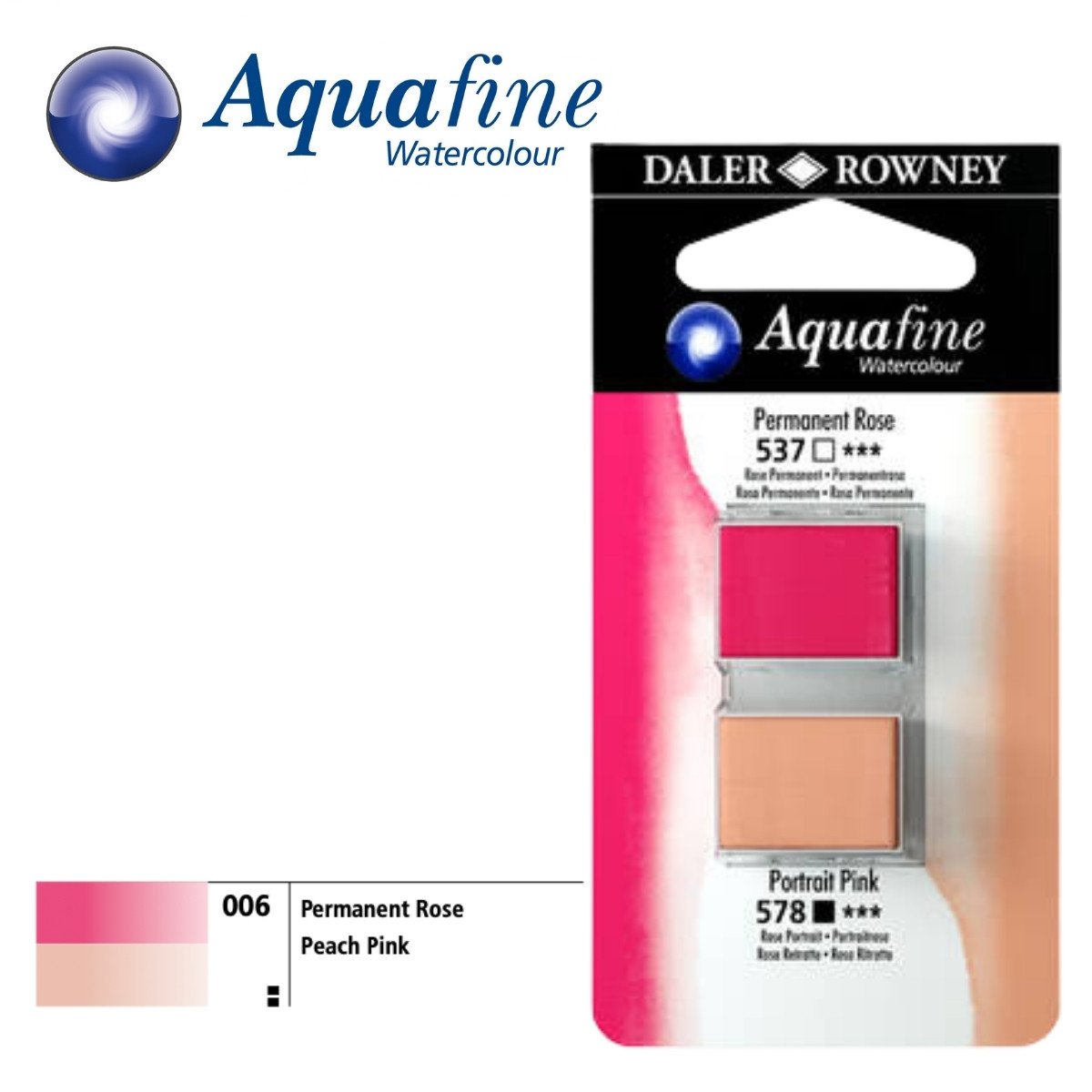 Daler Rowney Aquafine 2li Sulu Boya Tableti 537 Permanent Rose - 578 Portrait Pink