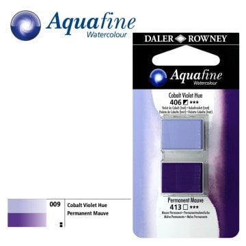 Daler Rowney Aquafine 2li Sulu Boya Tableti 406 Cobalt Violet Hue - 413 Permanent Mauve