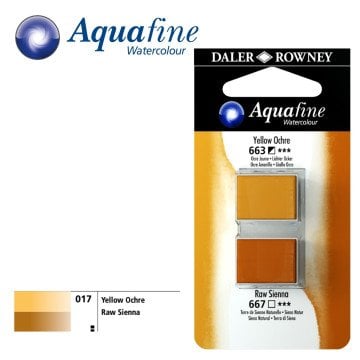Daler Rowney Aquafine 2li Sulu Boya Tableti 663 Yellow Ochre - 667 Raw Sienna