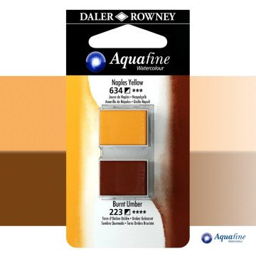 Daler Rowney Aquafine 2li Sulu Boya Tableti 634 Naples Yellow - 223 Burnt Umber