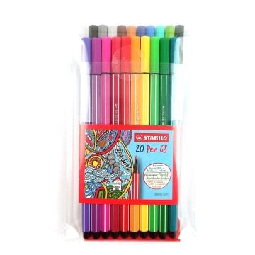 Stabilo Pen 68 Kalın Uçlu Keçeli Kalem Seti 20 Renk Askılı Paket