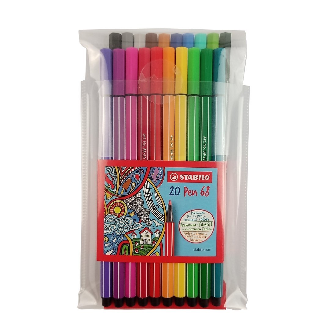 Stabilo Pen 68 Kalın Uçlu Keçeli Kalem Seti 20 Renk Askılı Paket