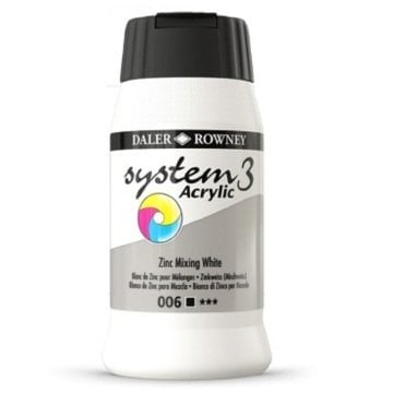 Daler Rowney System 3 Akrilik Boya 500ml 006 Zinc Mix White