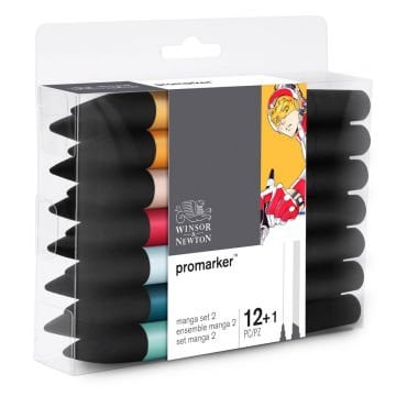 Winsor Newton Promarker Set Manga Expansion Pack 2 (12 Renk + Karıştırıcı)