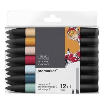 Winsor Newton Promarker Set Manga Expansion Pack 2 (12 Renk + Karıştırıcı)