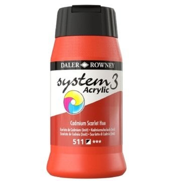 Daler Rowney System 3 Akrilik Boya 500ml 511 Cadmium Scarlet Hue