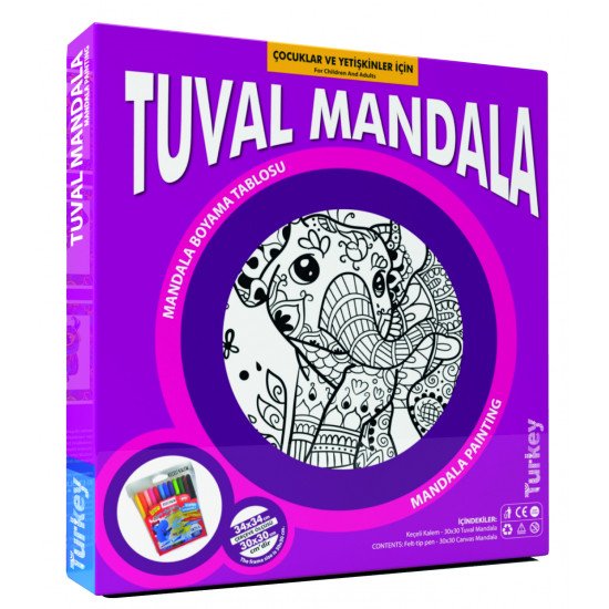 Kumtoys Tuval Mandala Boyama Tablosu Çerçeve Ölçüsü 34x34cm