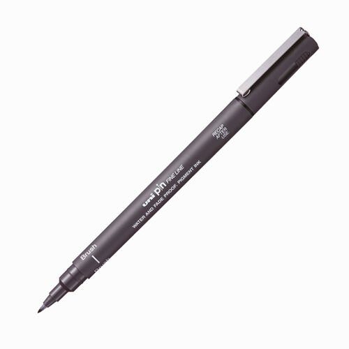 Uni Pin Brush Pen Fırça Uçlu Çizim Kalemi Dark Grey Koyu Gri