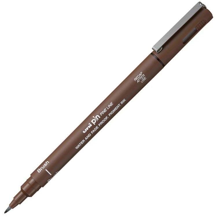Uni Pin Brush Pen Fırça Uçlu Çizim Kalemi Sepia