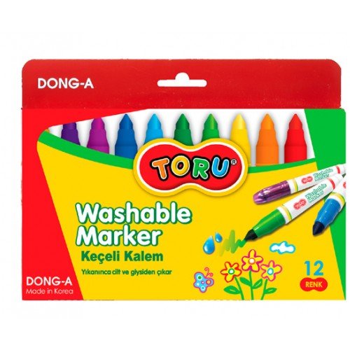 Dong-A Toru Keçeli Kalem Jumbo 12 Renk Yıkanabilir
