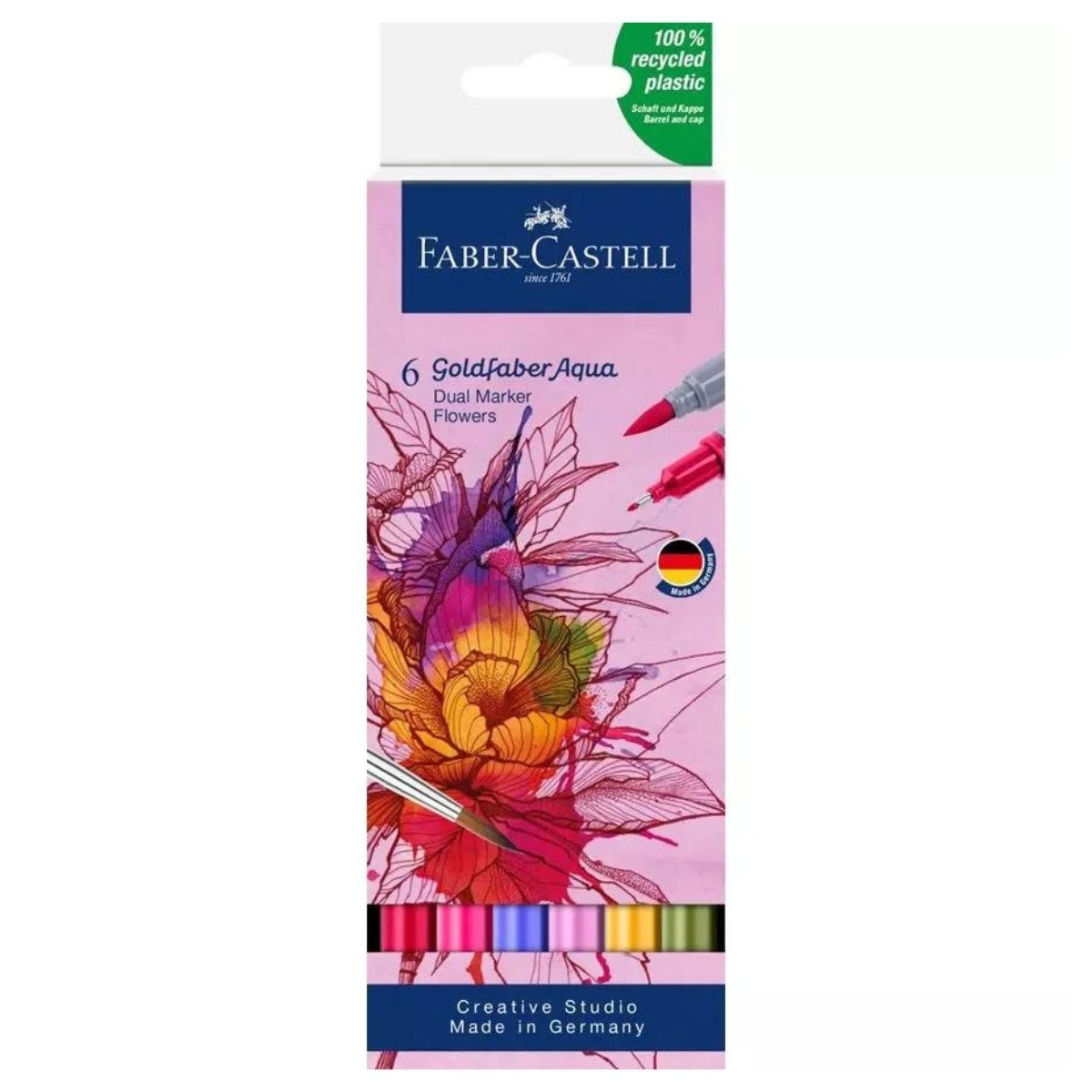Faber Castell Goldfaber Aqua Çift Uçlu Marker Seti 6lı Flowers