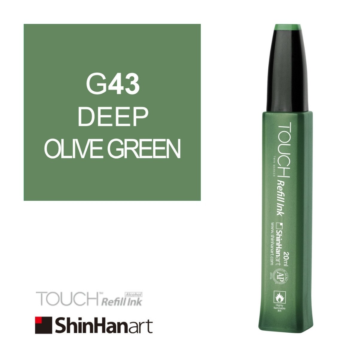 Shinhanart Touch Ink Alkol Bazlı Mürekkep 20ml G43 Deep Olive Green