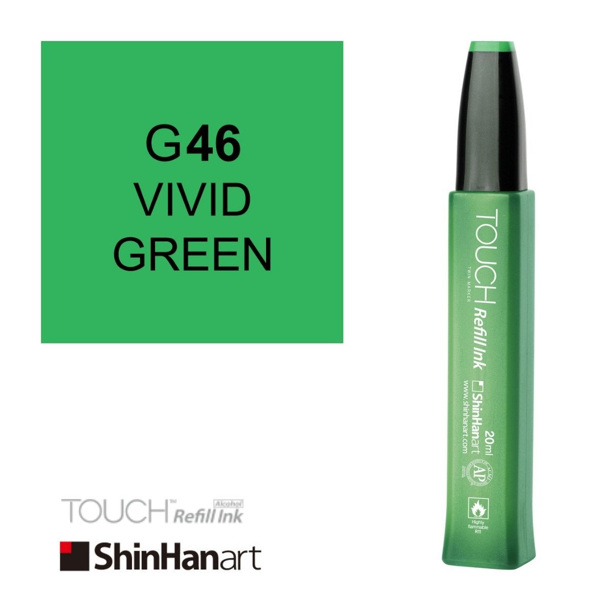 Shinhanart Touch Ink Alkol Bazlı Mürekkep 20ml G46 Vivid Green