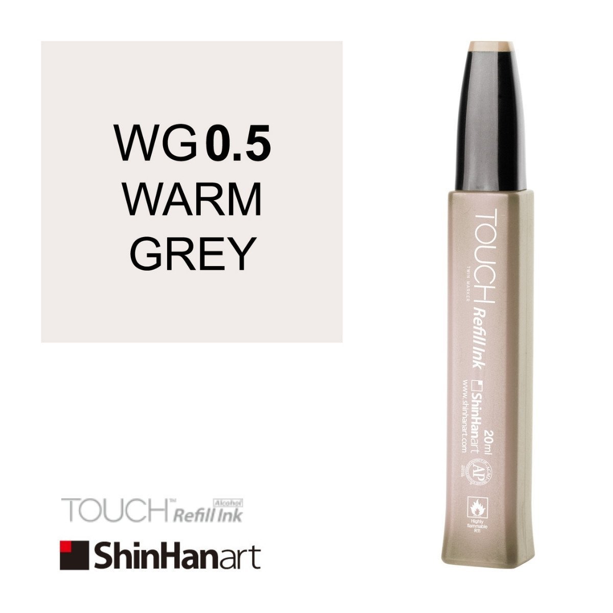 Shinhanart Touch Ink Alkol Bazlı Mürekkep 20ml WG0.5 Warm Grey