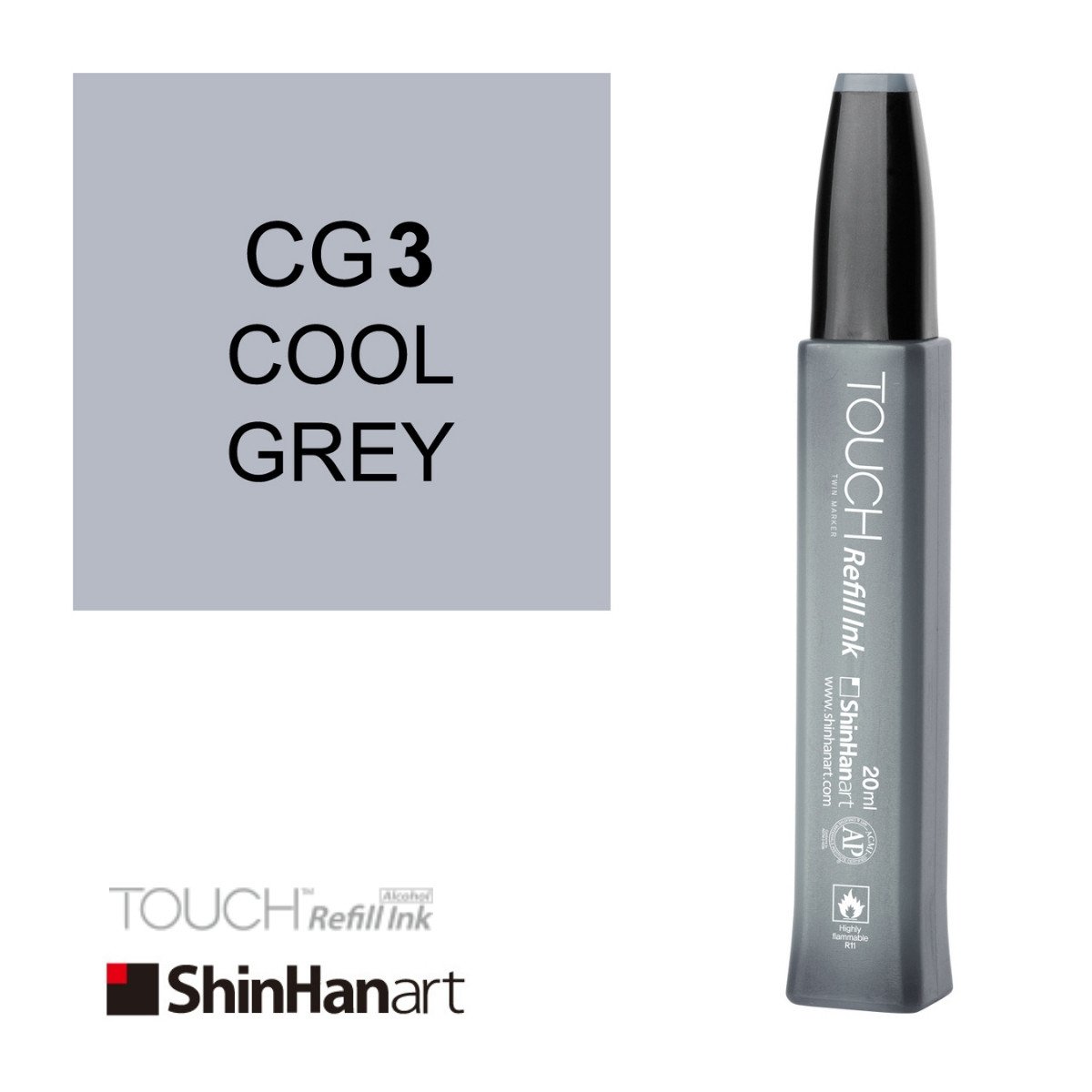 Shinhanart Touch Ink Alkol Bazlı Mürekkep 20ml CG3 Cool Grey