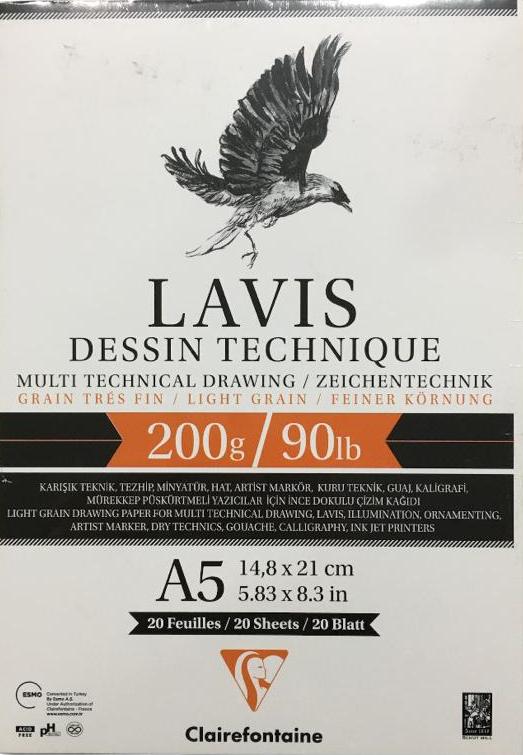 Clairefontaine Multiteknik Lavis Yapışkanlı Çizim Defteri A5 200gr 20 Sayfa