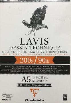 Clairefontaine Multiteknik Lavis Yapışkanlı Çizim Defteri A5 200gr 20 Sayfa