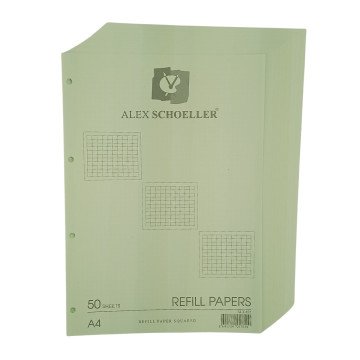 Alex Schoeller Kolej Yedek Renkli A4 Kareli 50 Sayfa ALX 872 Yeşil