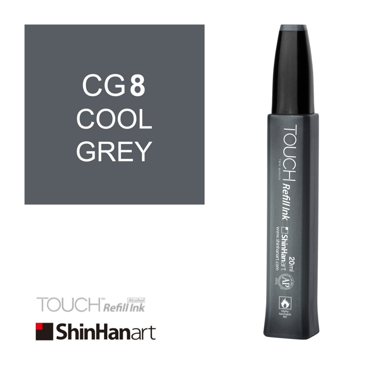 Shinhanart Touch Ink Alkol Bazlı Mürekkep 20ml CG8 Cool Grey