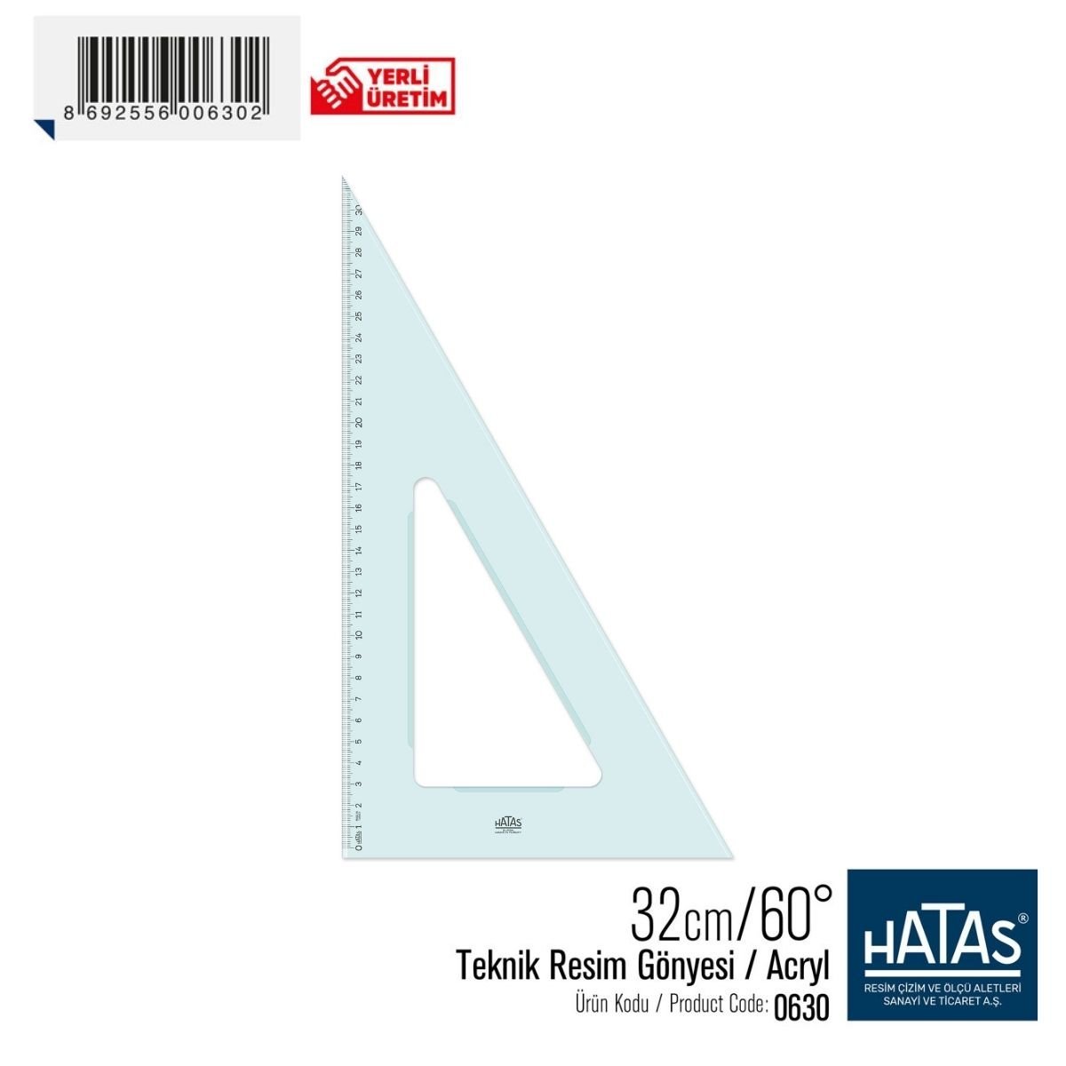 Hatas Teknik Resim Gönyesi 32cm 60°