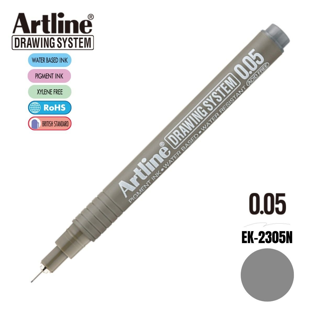 Artline Drawing System Teknik Çizim Kalemi 0.05 Gri