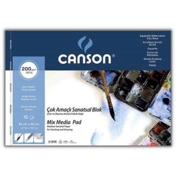 Canson Mix Media Pad Çok Amaçlı Resim Defteri 200gr 35x50cm 15sy