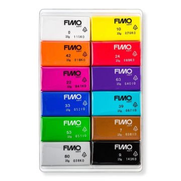 Fimo Soft Polimer Kil 12 Renk x 25gr (300gr) Basic Tonlar