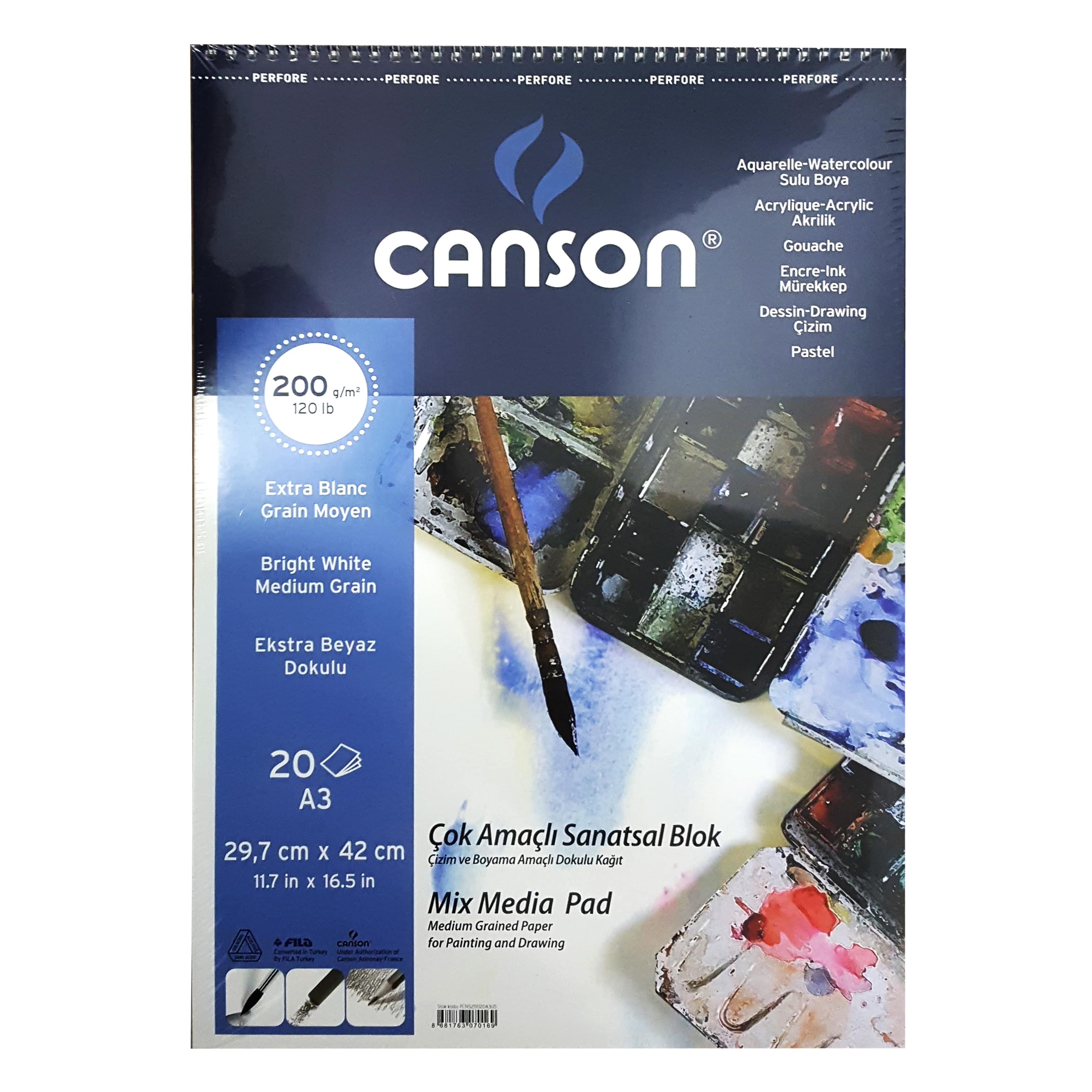 Canson Mix Media Pad Çok Amaçlı Resim Defteri (A3) 200gr 20 Sayfa