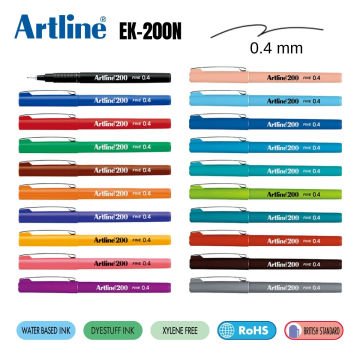 Artline 200 Fine Keçe Uçlu Yazı Kalemi 0.4mm Koyu Kırmızı
