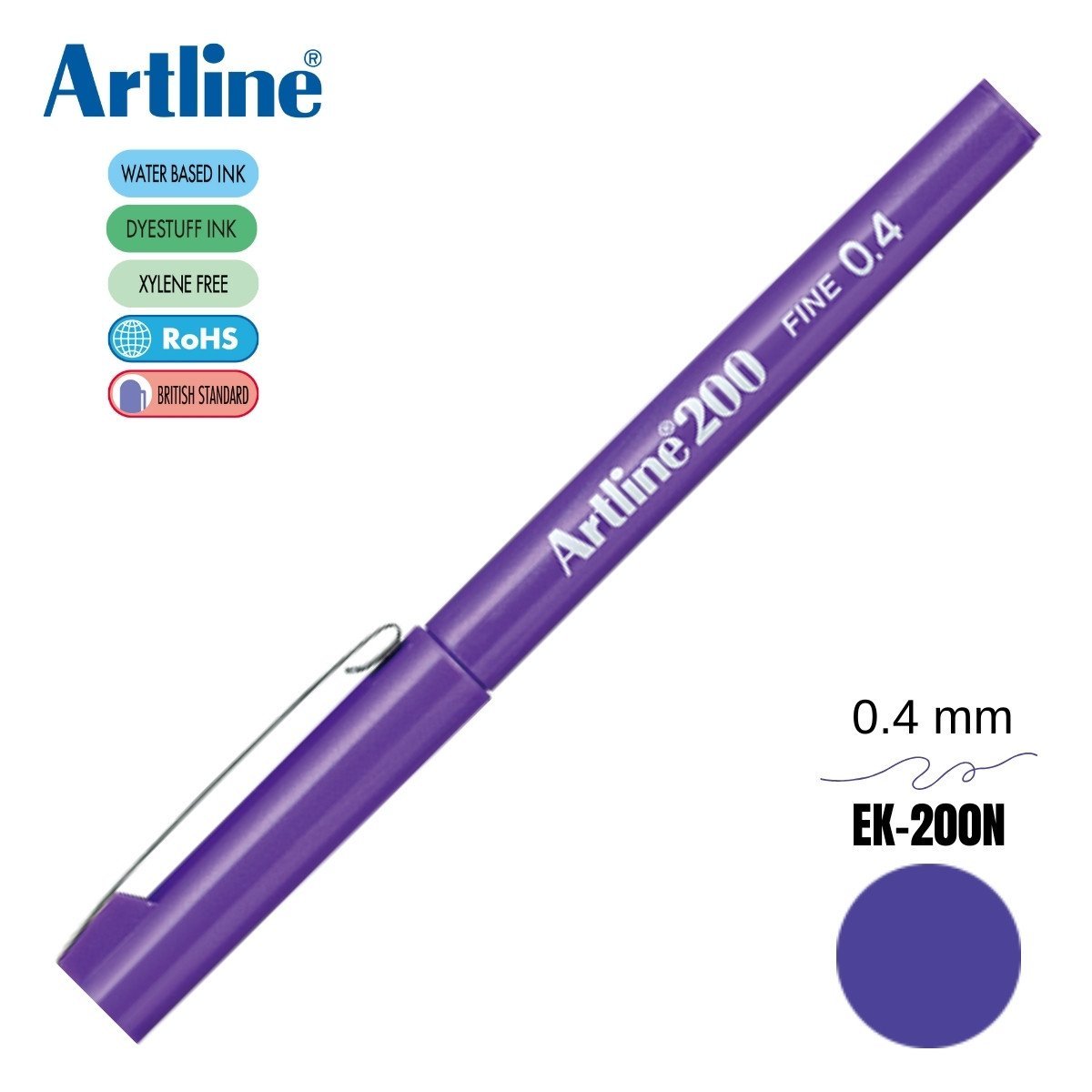 Artline 200 Fine Keçe Uçlu Yazı Kalemi 0.4mm Mor