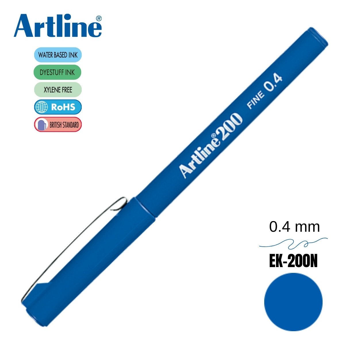 Artline 200 Fine Keçe Uçlu Yazı Kalemi 0.4mm Royal Mavi