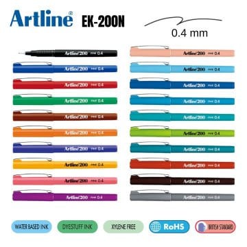 Artline 200 Fine Keçe Uçlu Yazı Kalemi 0.4mm Siyah