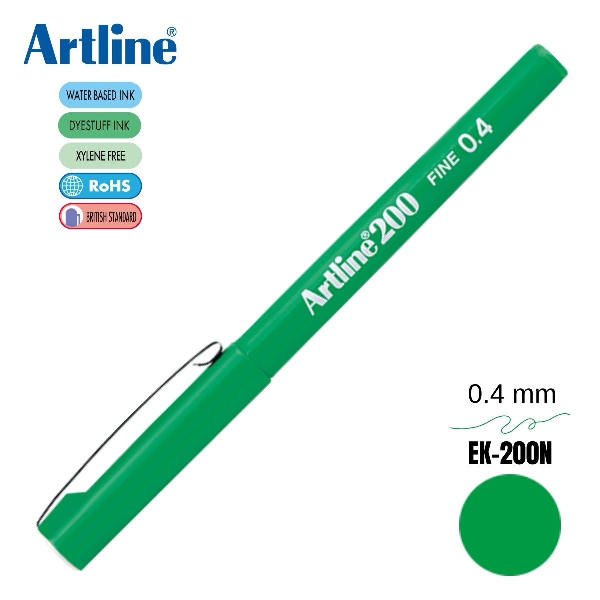 Artline 200 Fine Keçe Uçlu Yazı Kalemi 0.4mm Yeşil
