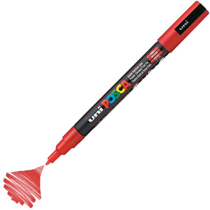 Uni Posca Marker Pc-3m Fine 0.9-1.3 Mm Red