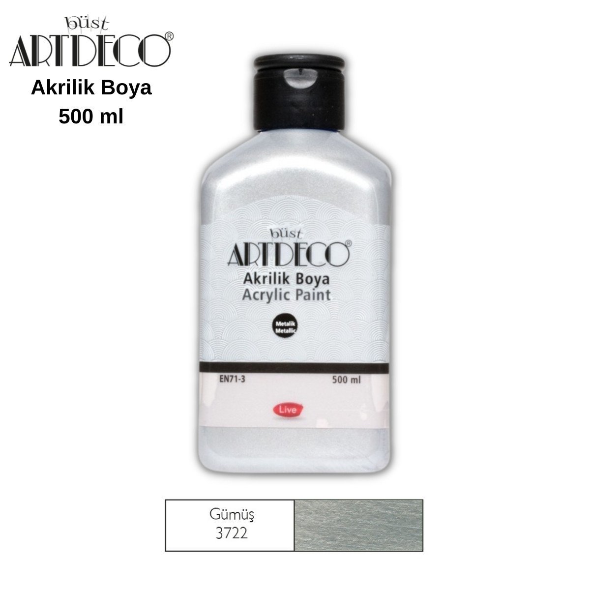 Artdeco Akrilik Boya 500ml 3722 Metalik Gümüş