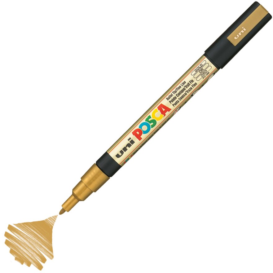 Uni Posca Marker Pc-3m Fine 0.9-1.3 Mm Gold