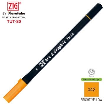 Zig Art&Graphic Twin Tut-80 Çift Uçlu Keçe Grafik Kalemi 42 Bright Yellow