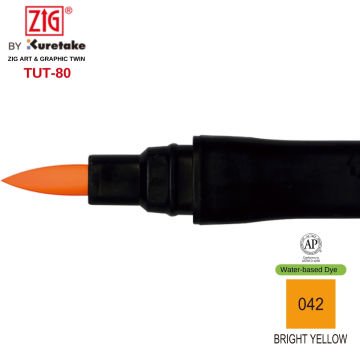 Zig Art&Graphic Twin Tut-80 Çift Uçlu Keçe Grafik Kalemi 42 Bright Yellow