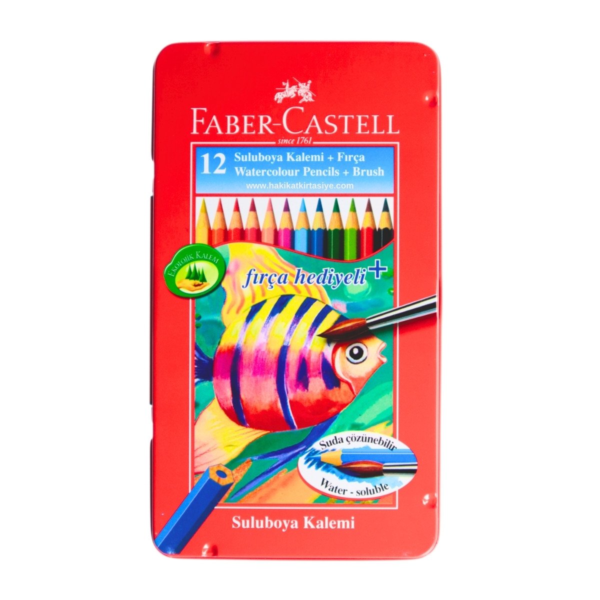 Faber Castell Kırmızı Kutu Watercolour Aquarell Kalem 12 Renk