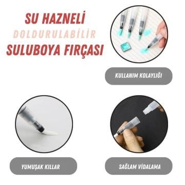 Art Elegant Su Hazneli Fırça Seti 3lü