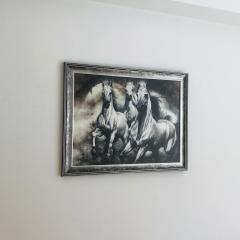 Siyah Beyaz At Tablosu 60x75 cm