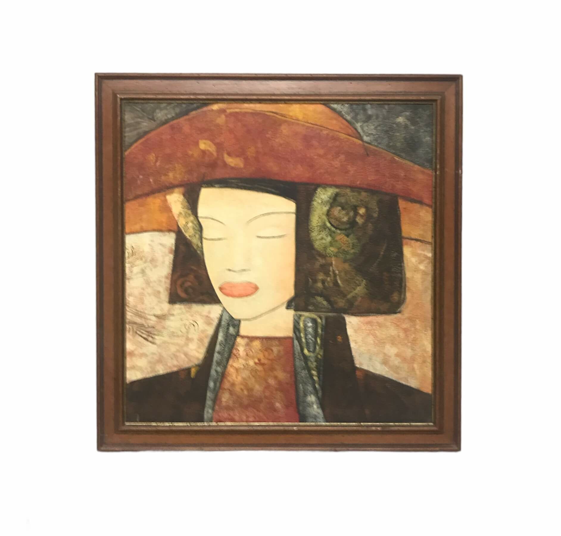 Şapkalı Kız 73x76 cm Yağlıboya Tablo