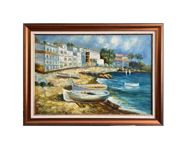 Sahil Köyü Yağlıboya Tablo 75x103 cm