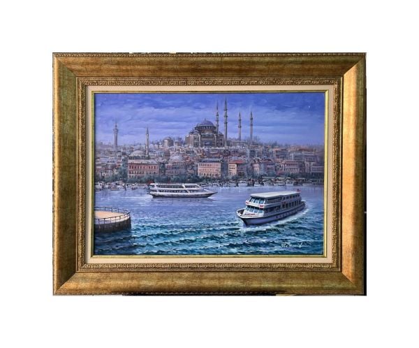 İstanbul Manzarası Yağlıboya Tablo 73x93 cm