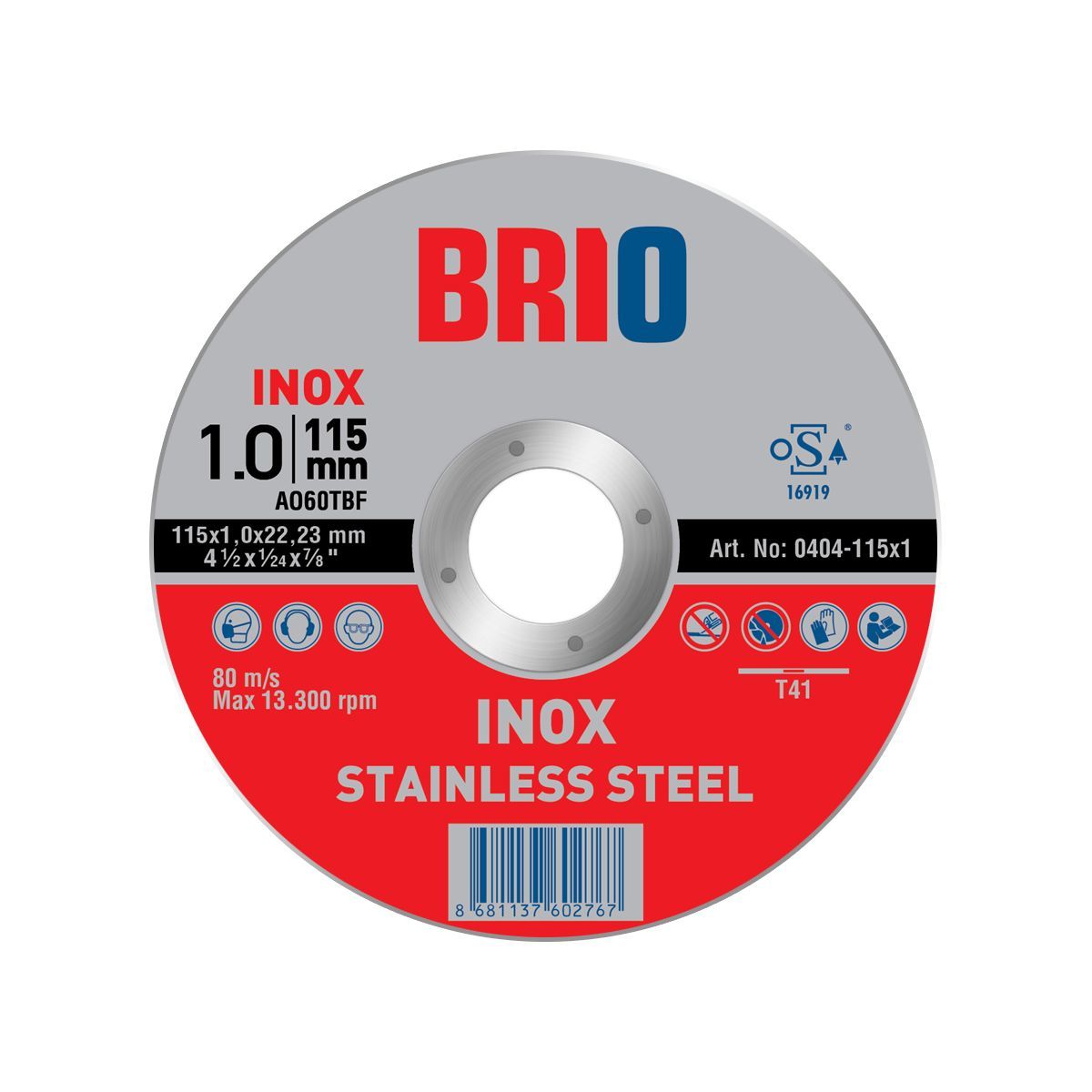 Brio Kesme Taşı Kesme Diski 115X1E Inox 5'li